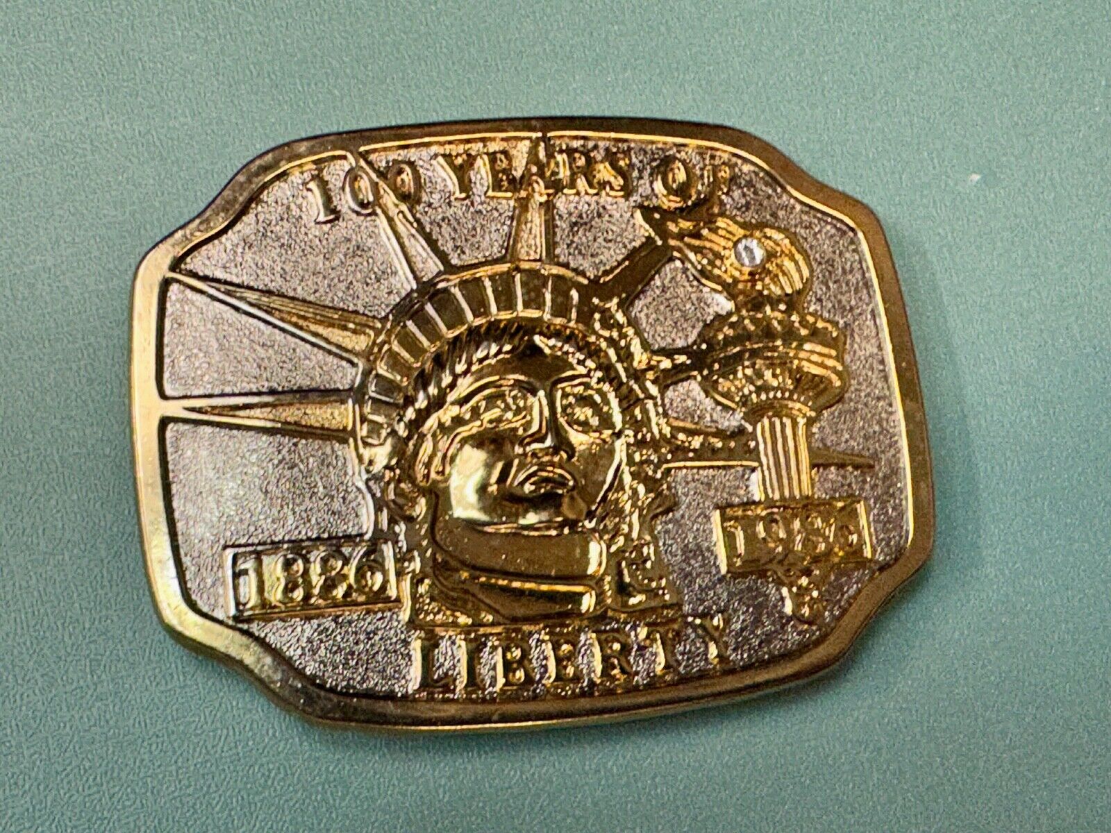 100 Years of Liberty  - NYC statue of Lady Liberty Souvenir belt buckle