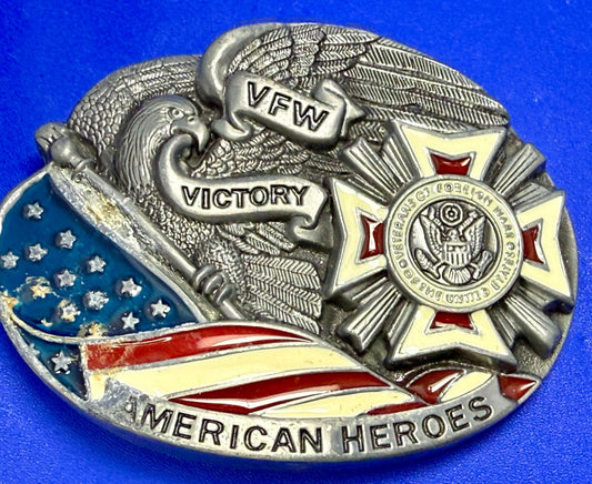 VFW American Heroes Veteran of Foreign War Victory US Flag  Belt Buckle