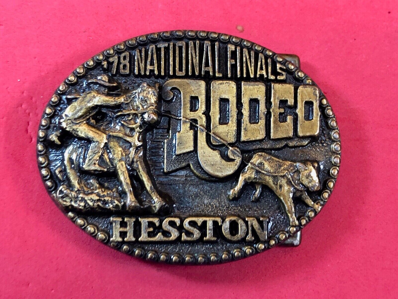 1978 NFR Rodeo Hesston Fourth edition belt buckle - 5th network telecast from Ok