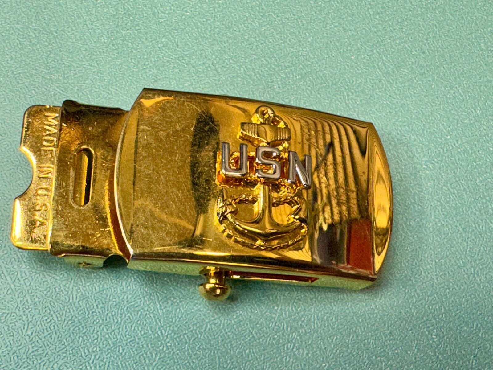 United States Navy Anchor Solid Brass Ratchet Dress Style V-21 Belt Buckle