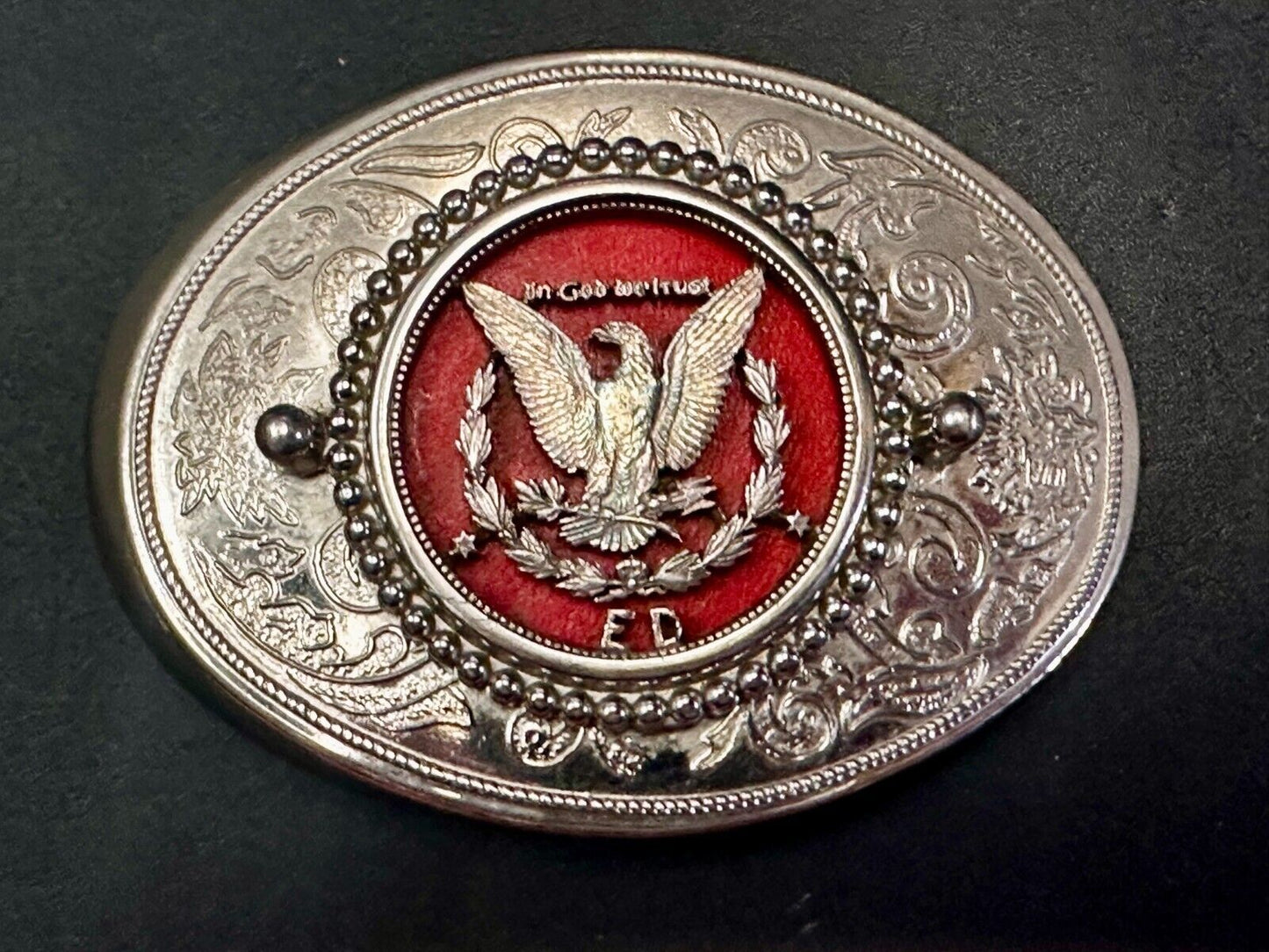 United States of America Flying Eagle Belt Buckle - Use For Silver Dollar Coin