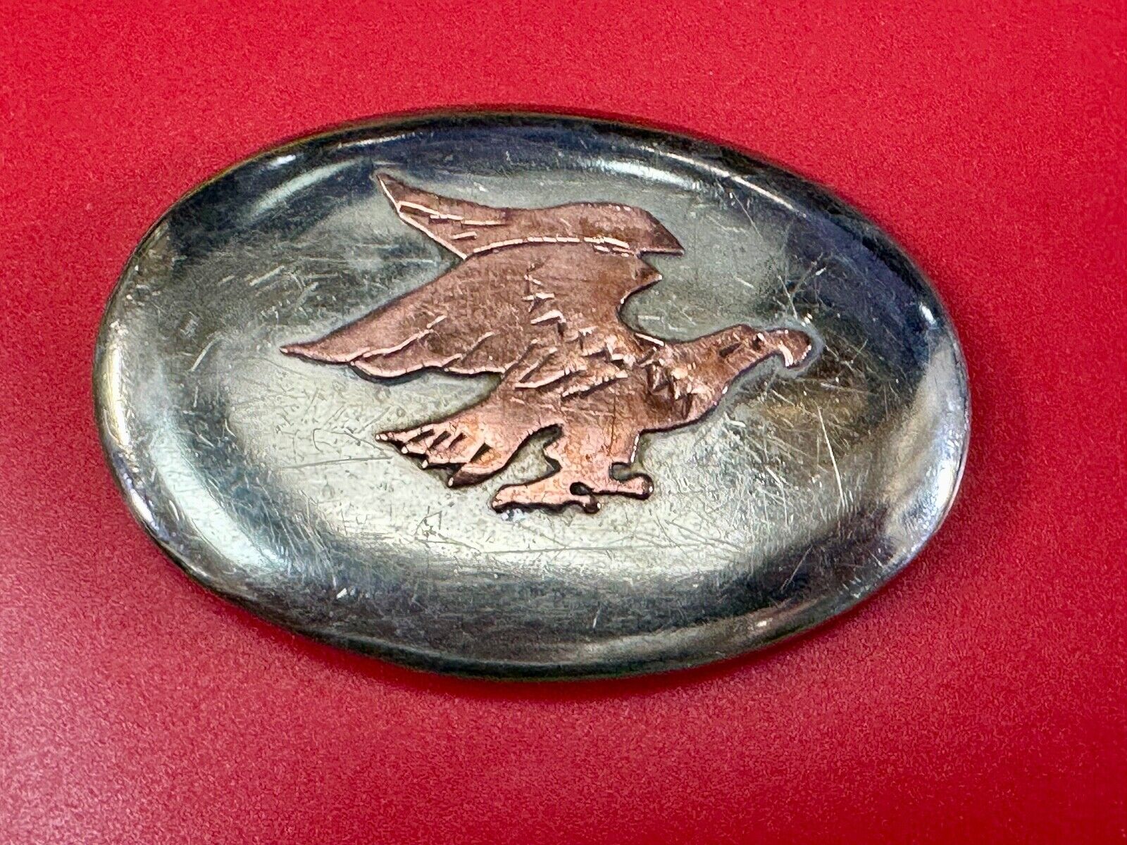 Flying Diving Hunting Patriotic EAGLE on Western two tone oval belt buckle