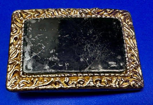 Vintage Artisan Handcrafted Cut & Polished Stone Slab In Gold Tone Belt Buckle