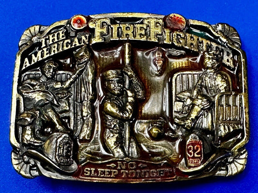1986 The American Fire Fighter - No Sleep Tonight Vintage Belt Buckle