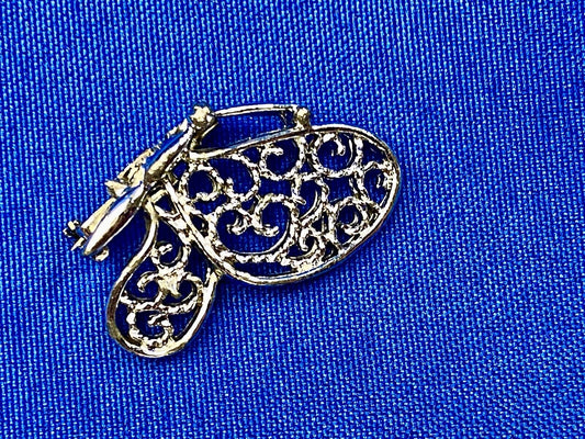 Vintage Butterfly Brooch Pin Closed Wing Silver Tone