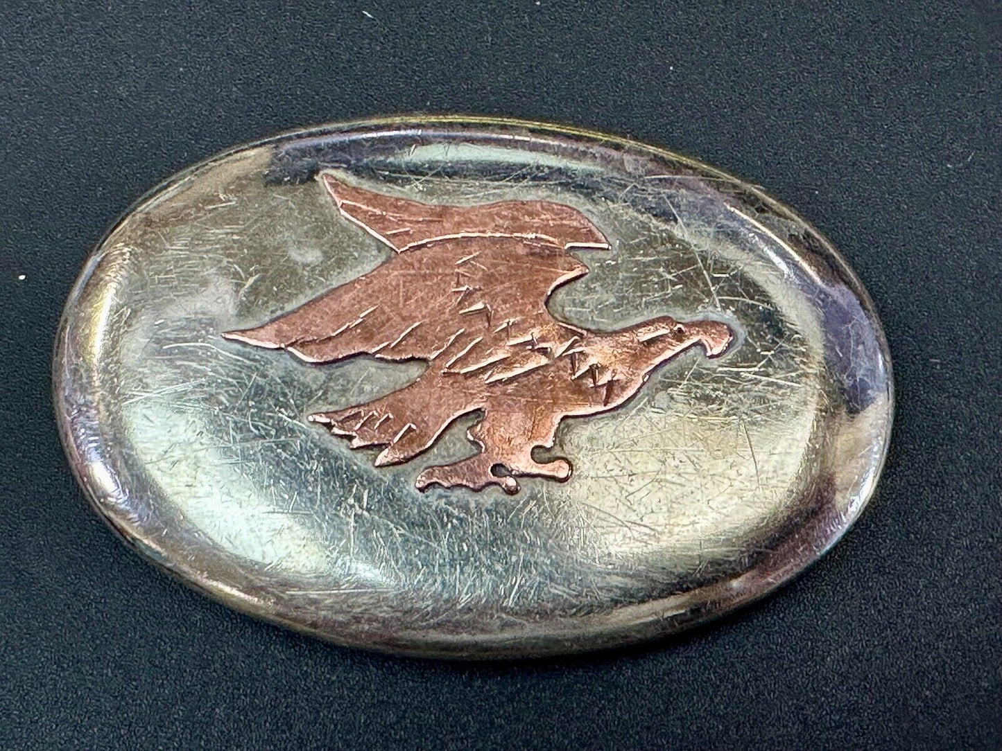Flying Diving Hunting Patriotic EAGLE on Western two tone oval belt buckle