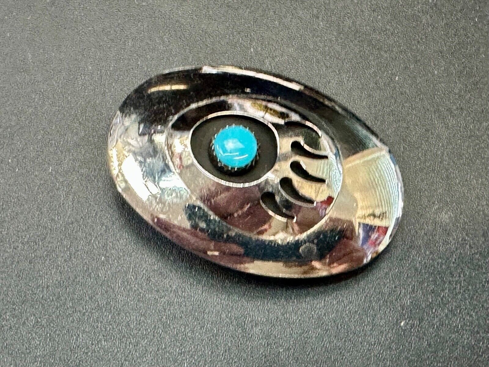 BC - Vintage B Cayaditto Zuni Bear Claw oval Belt Buckle