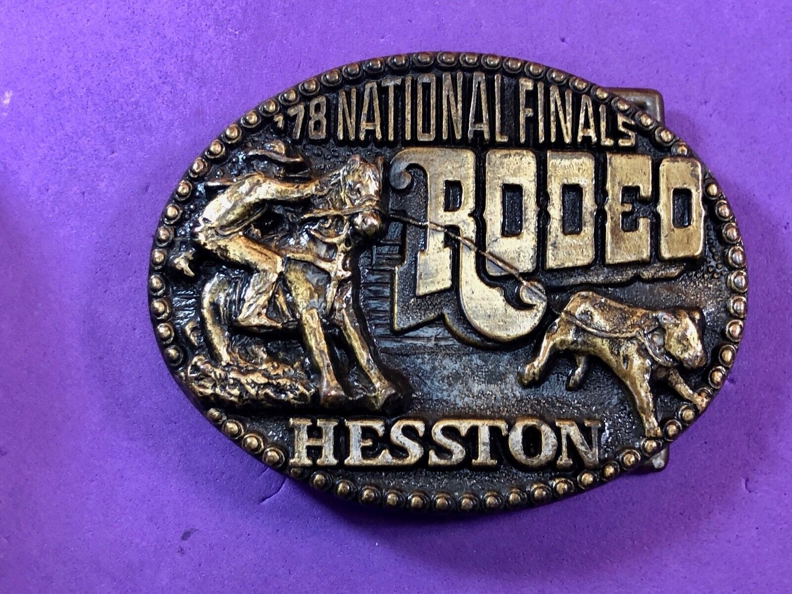 1978 NFR Rodeo Hesston Fourth edition belt buckle - 5th network telecast from Ok