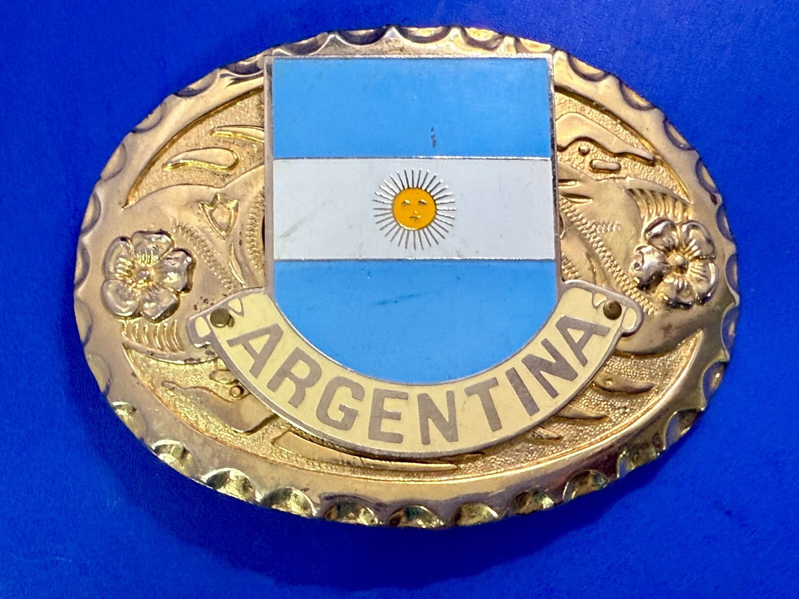 Argentina Argentine Republic Country Flag Patriotic Western Framed Belt Buckle