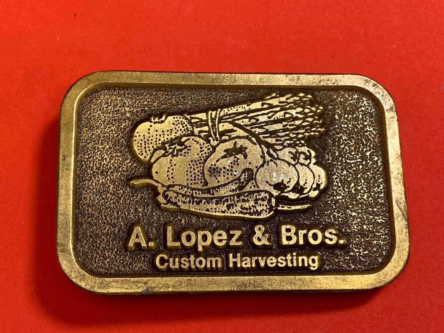 A Lopez And Bros - Custom Harvesting Farming Farm Agriculture Belt Buckle 