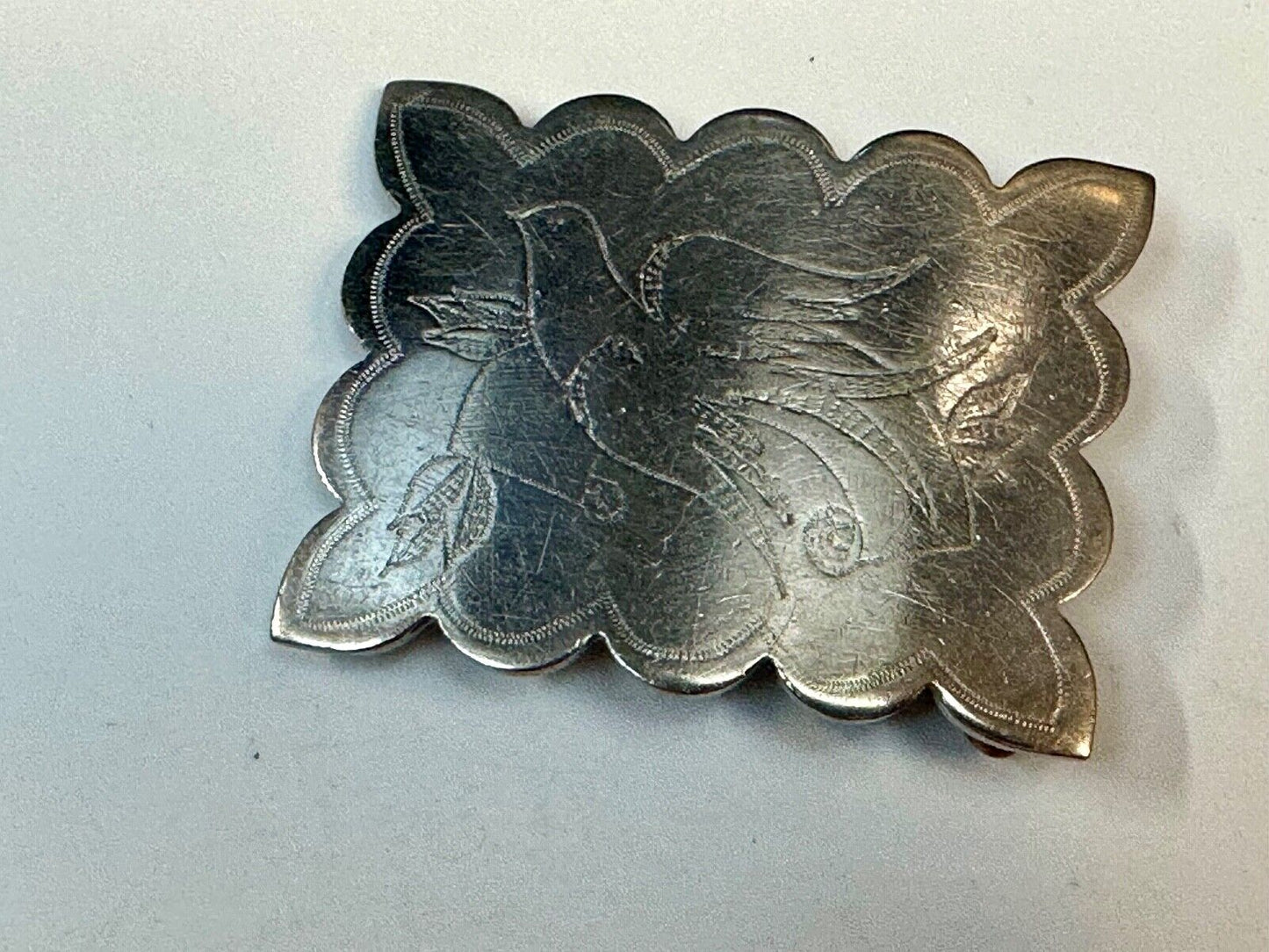 Vintage Dove Pattern Drawing Engraved in western Nickel Silver? belt buckle
