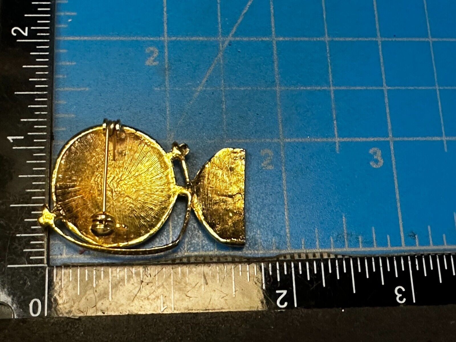 Two Sisters - Globe Covered with Rhinestone's Vintage Gold Tone Brooch Pin