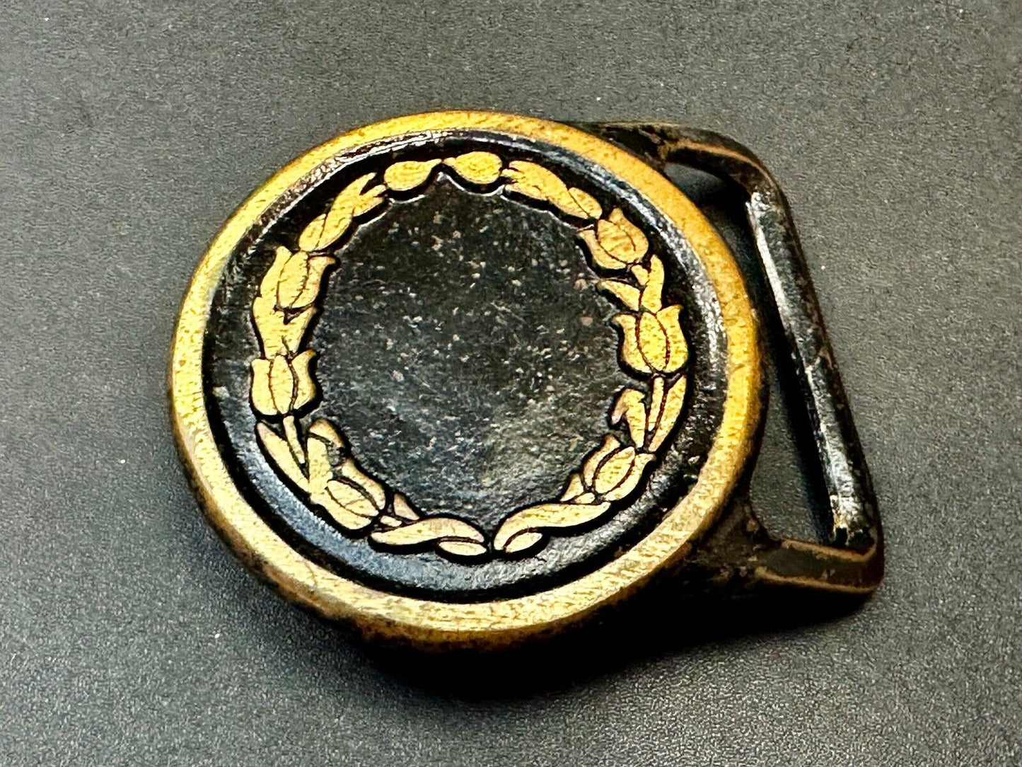 Valleau Studio Olive Branch Floral Theme  Saugatuck Michigan brass belt buckle