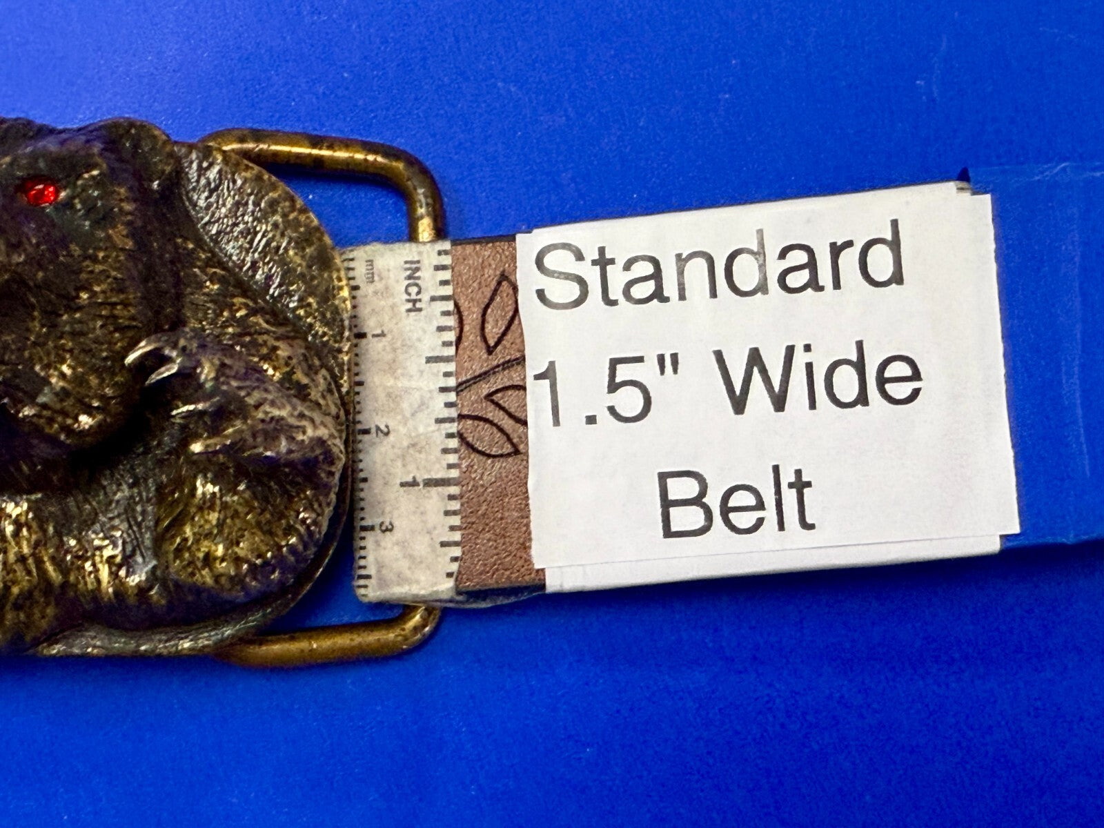Attacking Angry Grizzly Bear Red Rhinestone Eyes Thick Heavy Artisan Belt Buckle