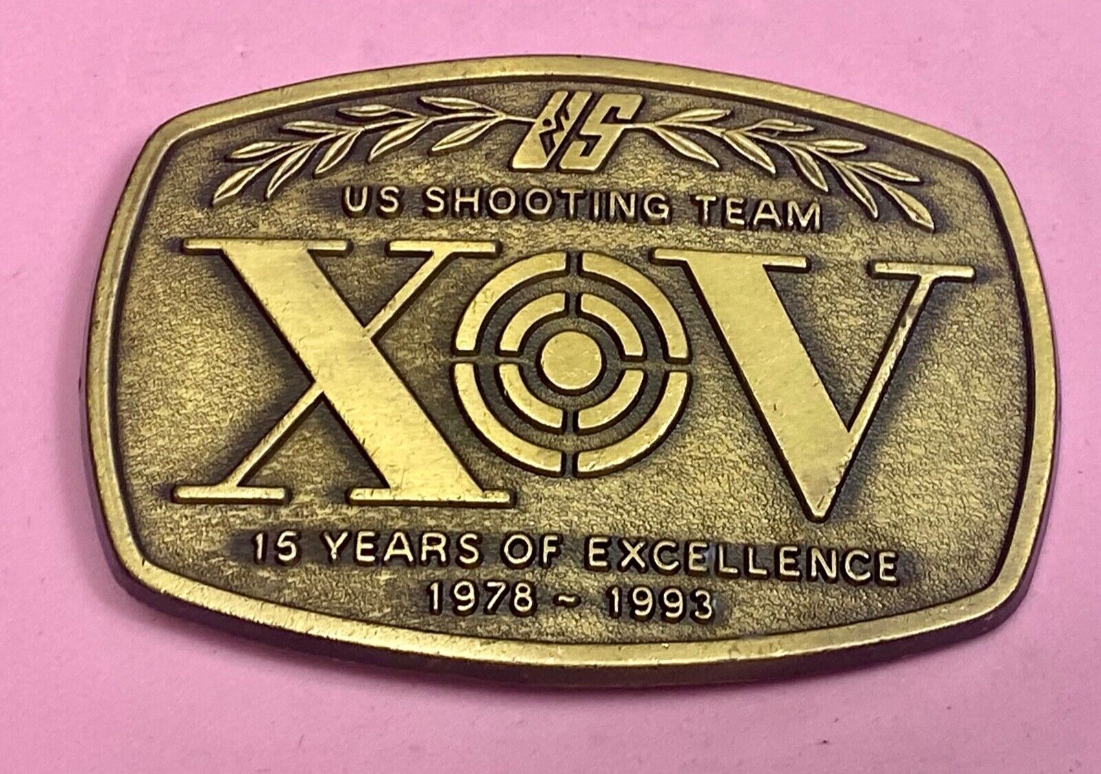 1978-1993 Vintage 15 Years of Excellence US Shooting Team Belt Buckle