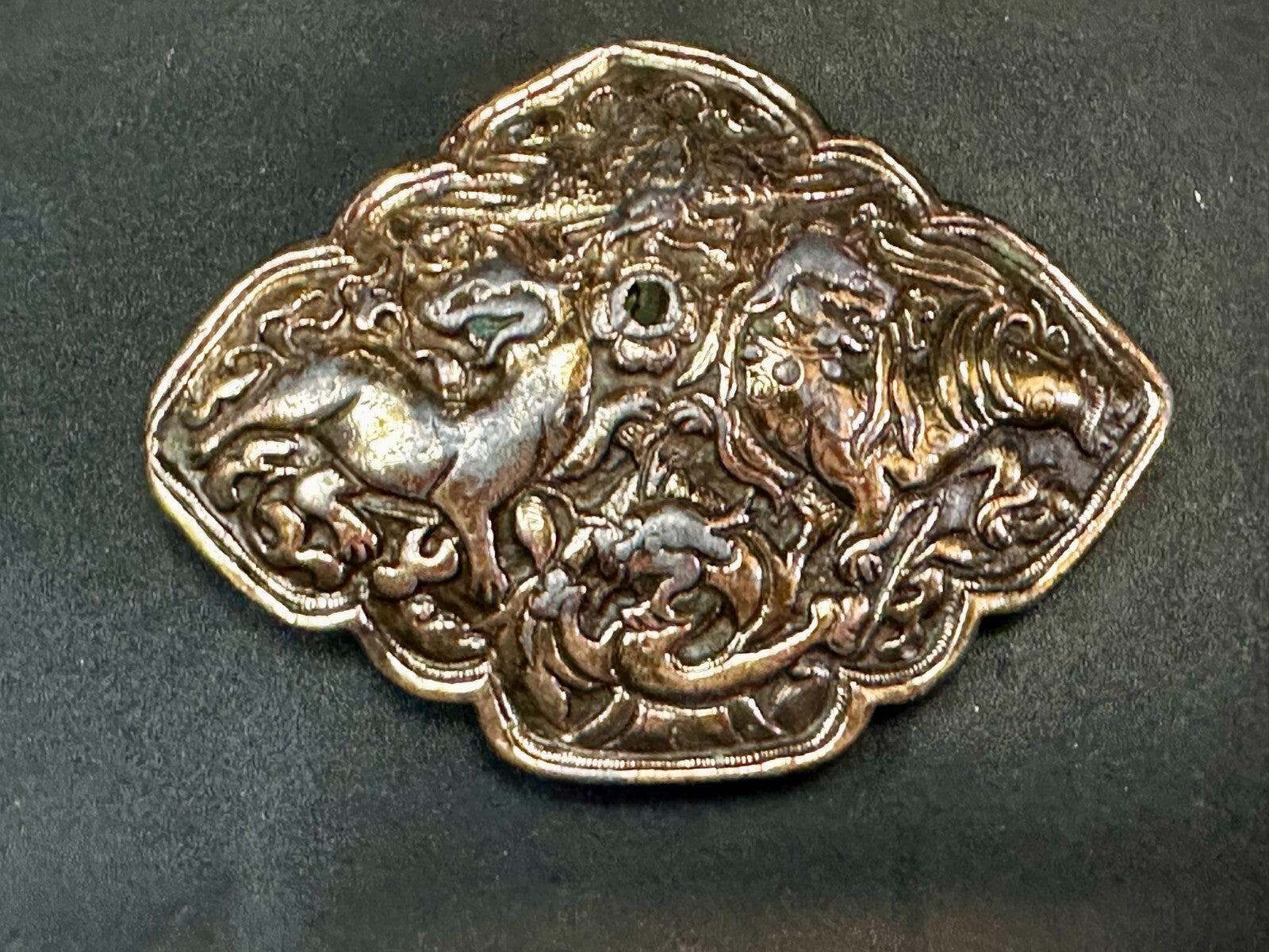 Tibetan Feng Shui Lion Dragon Fork Tongue Vtg.  1974 Bergamot N-60 Belt Buckle