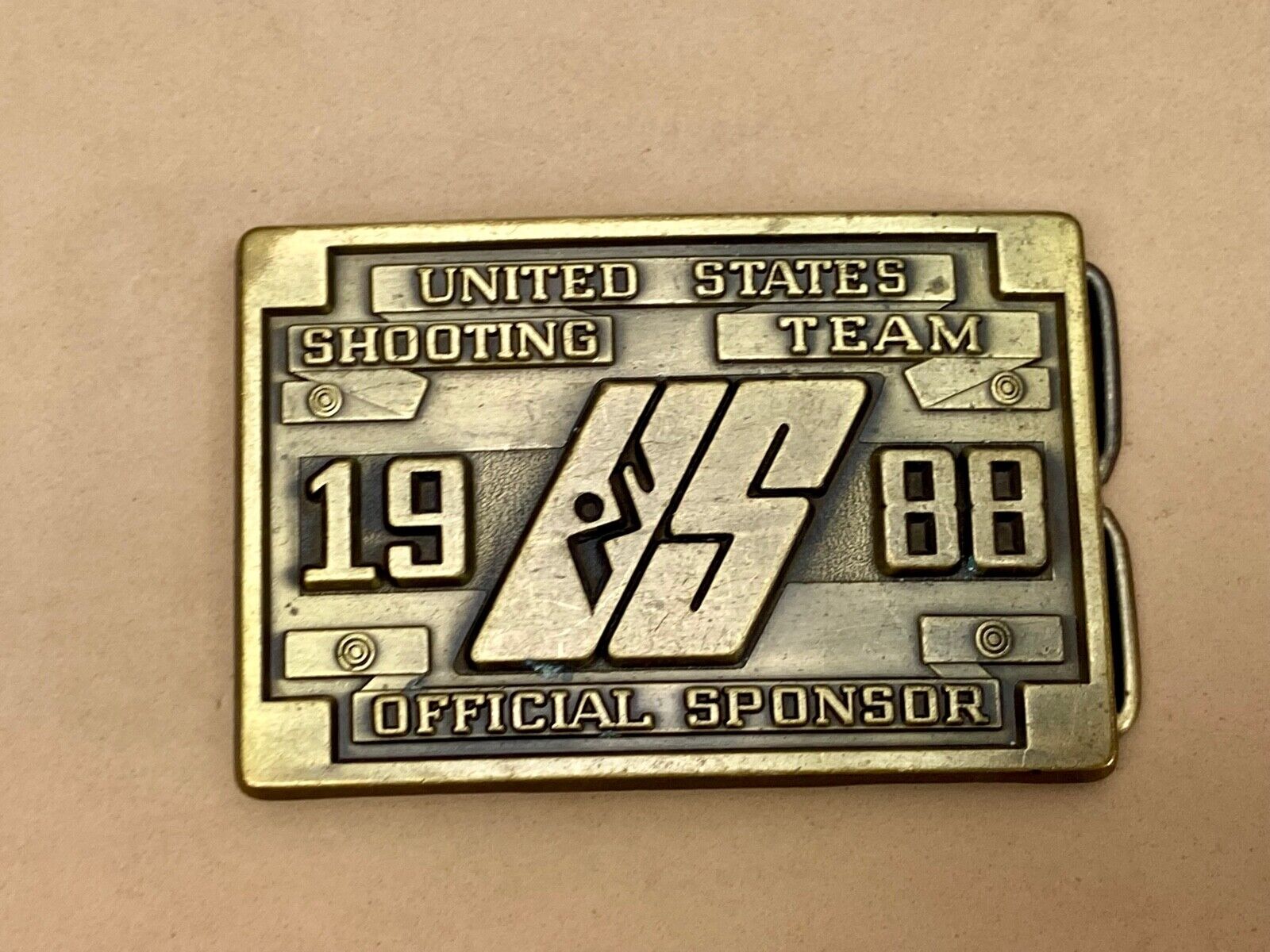 1988 Us Shooting Team Belt Buckle Official Sponsor 