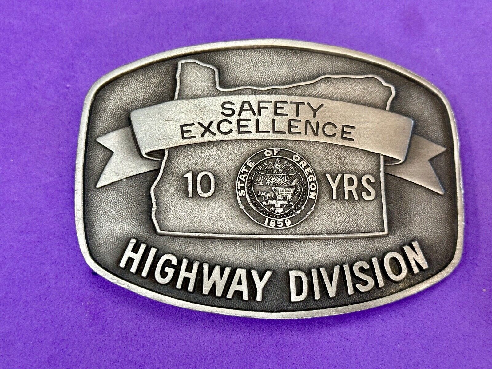 10 years safety-  excellence award Transportation Co Drivers Pewter belt buckle