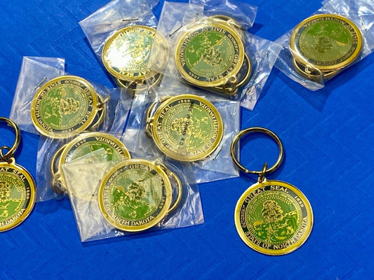 10 Lot  - The Great State Seal of North Dakota Keychain Key Ring Chain Resale