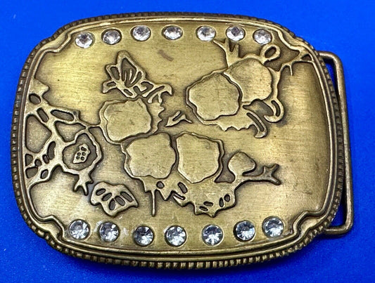 ABSTRACT Art - Butterfly tree?    Vintage Rhinestone accented Belt Buckle