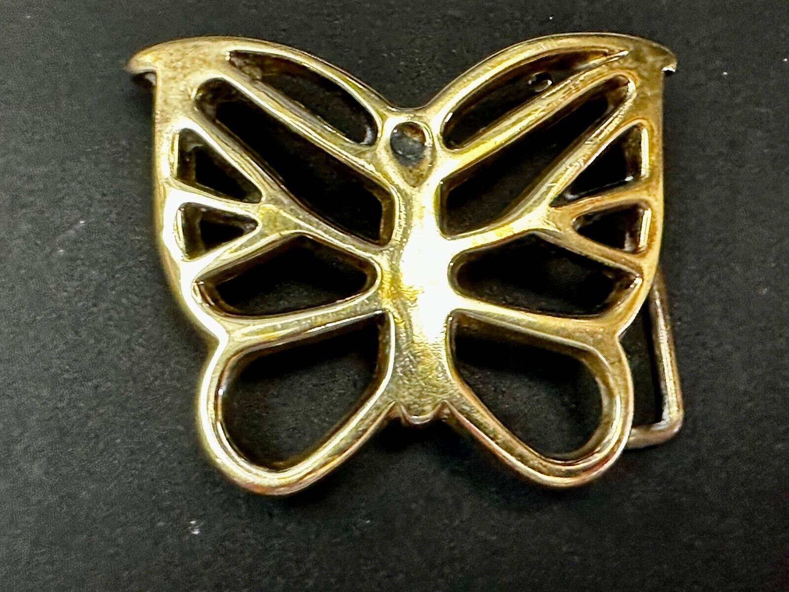 70s Butterfly Bug Insect Girl Kid Hippie Boho Animal Art Brass Vtg. Belt Buckle