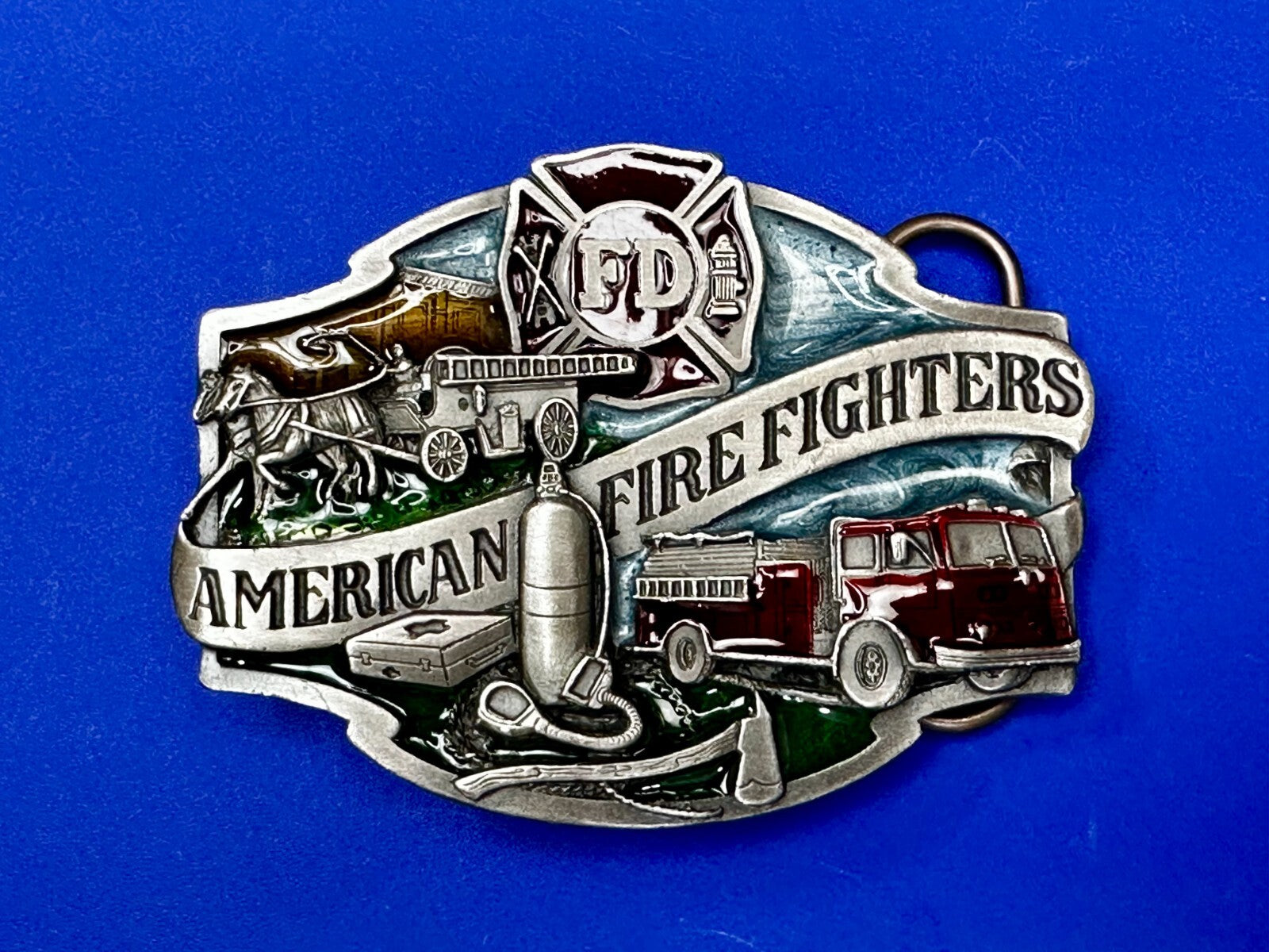 American Fire Fighters Ever Ready Ever Willing Vintage 1988 Siskiyou Belt Buckle