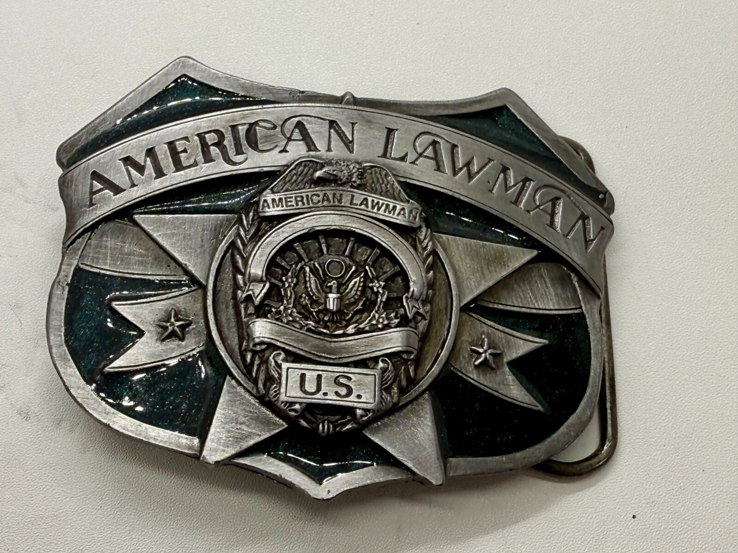 United States American Lawman To Served & Protect VTG 1986 Siskiyou Belt Buckle