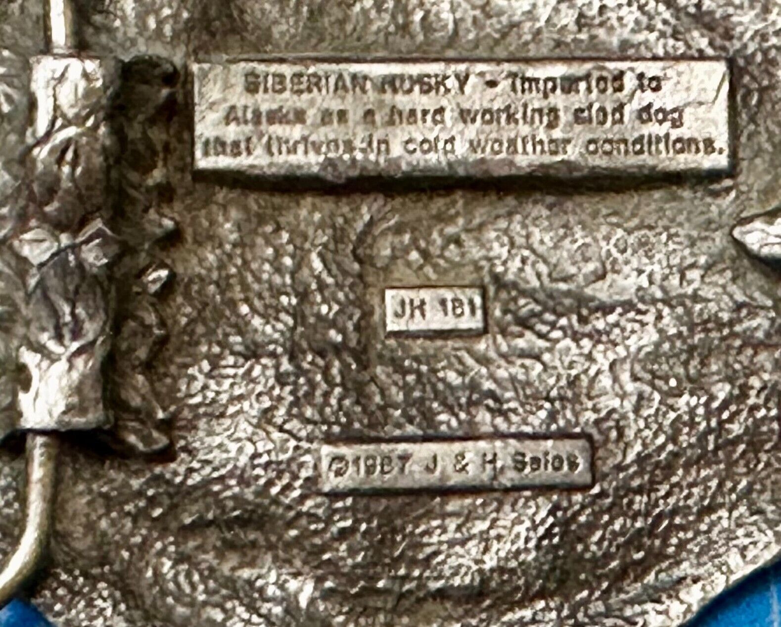 Alaskan Siberian Husky sled dog Commemorative 1987 Belt Buckle by J&H Sales