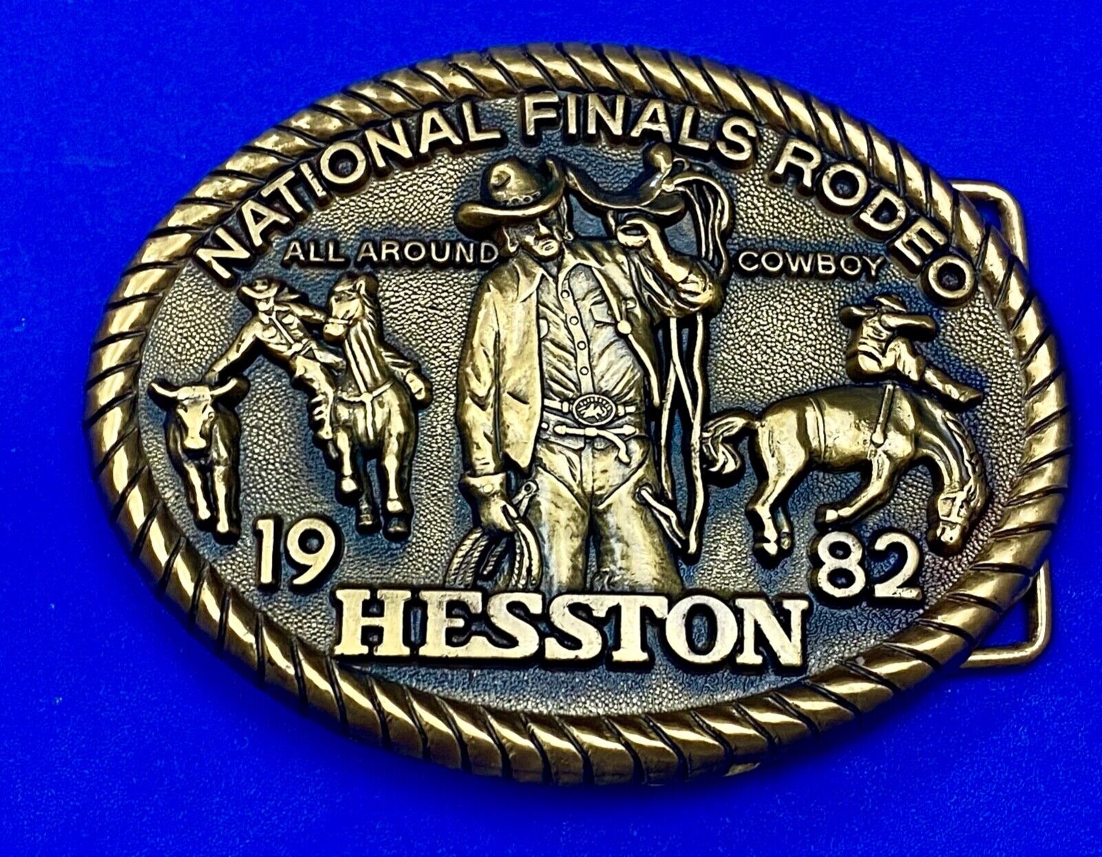 1982 HESSTON National Finals Rodeo All Around Cowboy Western 8th belt buckle