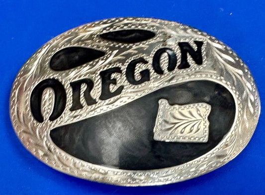 The Great State of Oregon Vintage inlaid ADM Silversmith Collection belt buckle