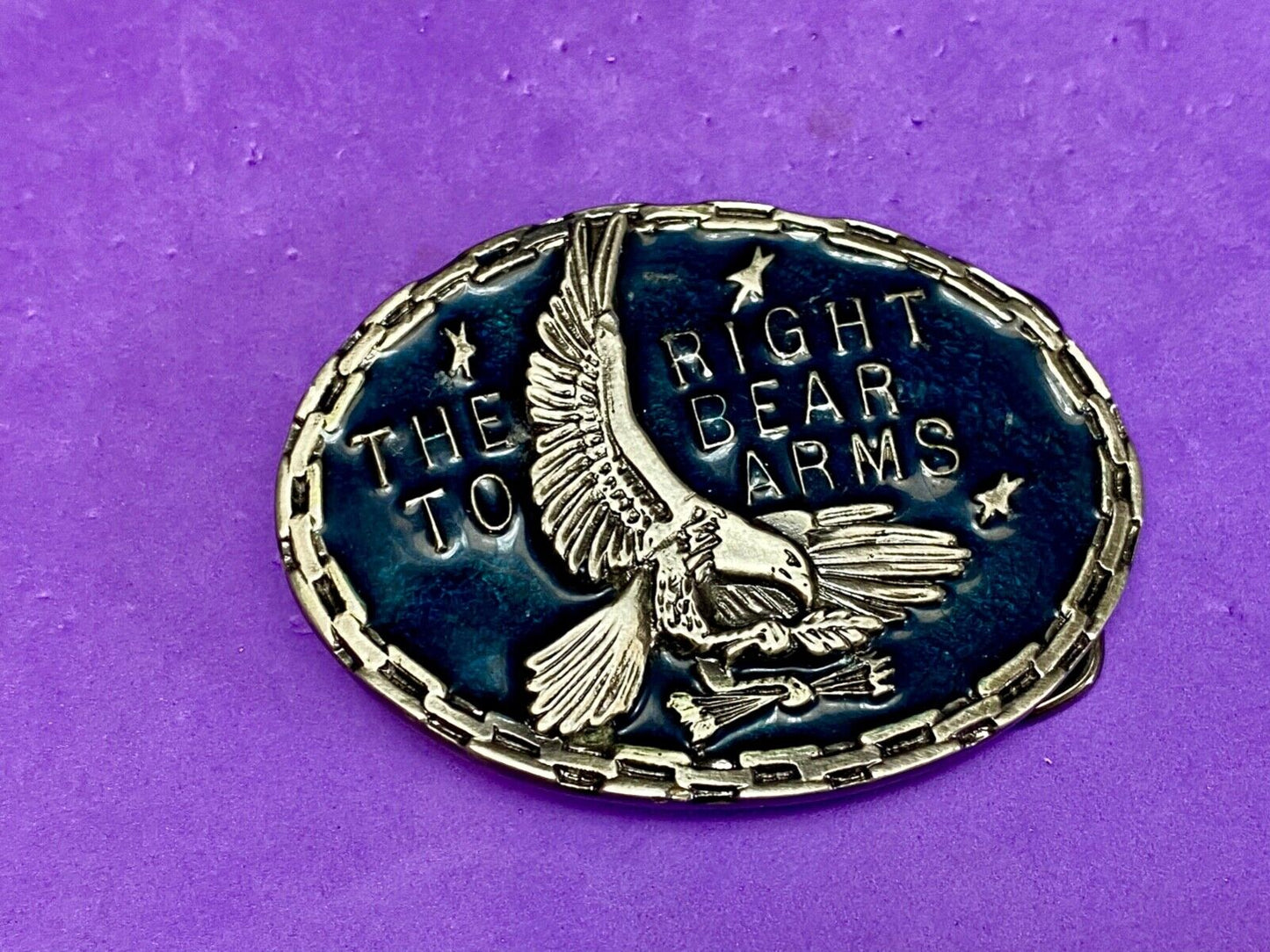 Article 2 The right to bear arms NRA Gun Rights belt buckle w/ Chain Boarder