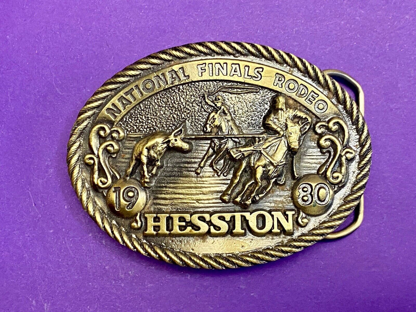 1980 Collectors Nfr National Finals Rodeo Hesston Belt Buckle 