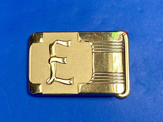 Vintage Gold Tone Letter E Monogram Initial Small Formal Belt Buckle