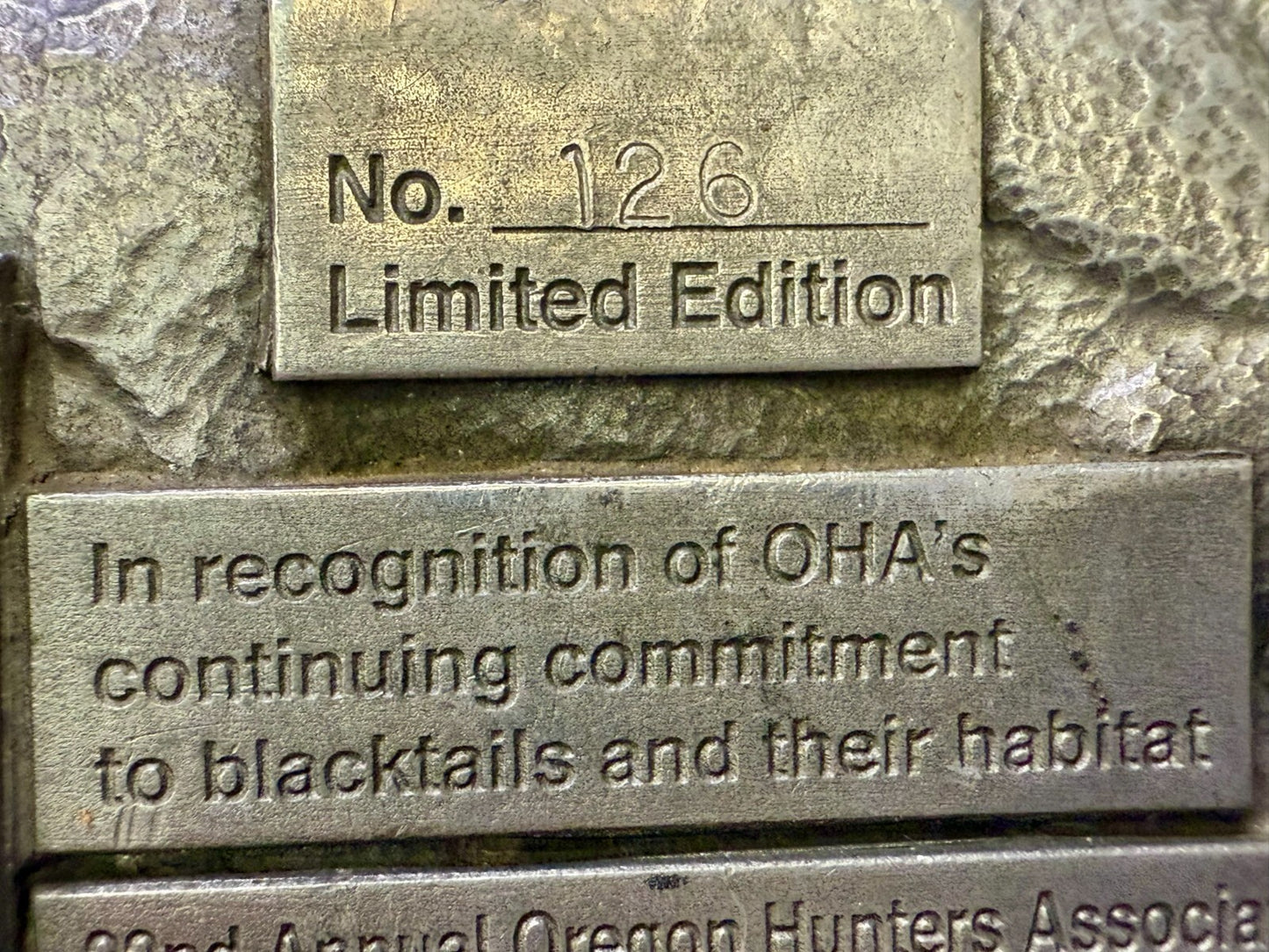 Annual Oregon Hunters Association Commemorative Pewter 2005 Siskiyou Belt Buckle