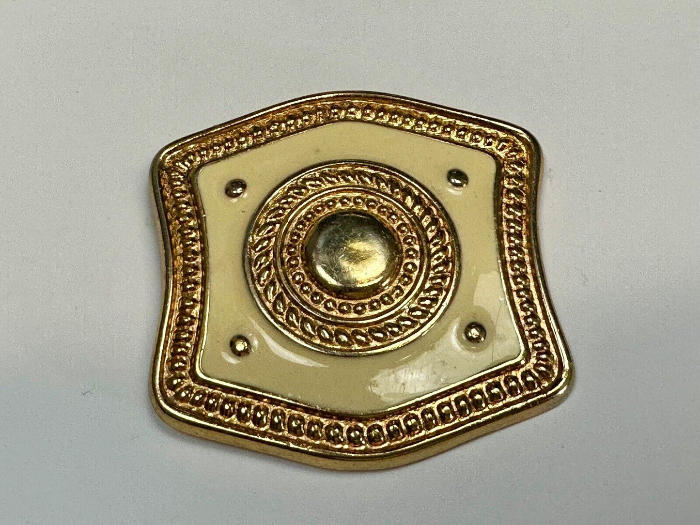 80's retro gold & cream color scarf slide