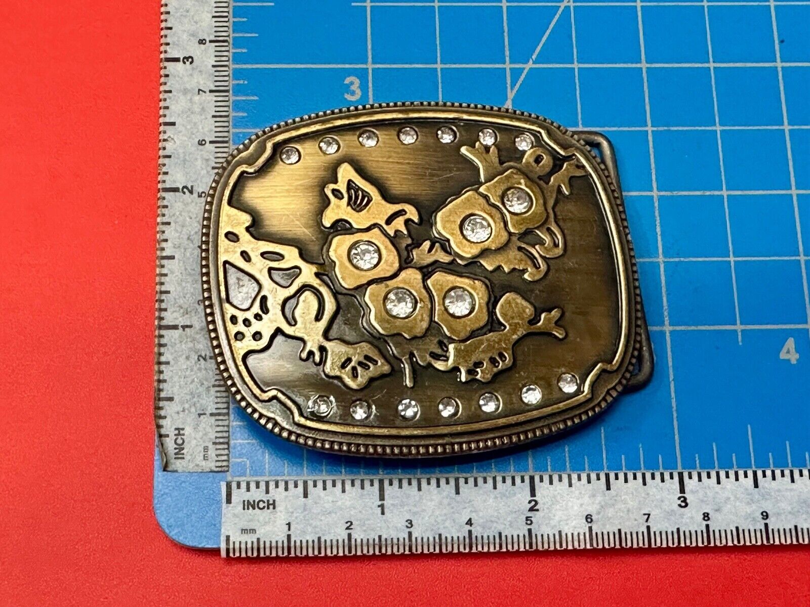 Abstract World MAP globe theme rhinestone accented belt buckle