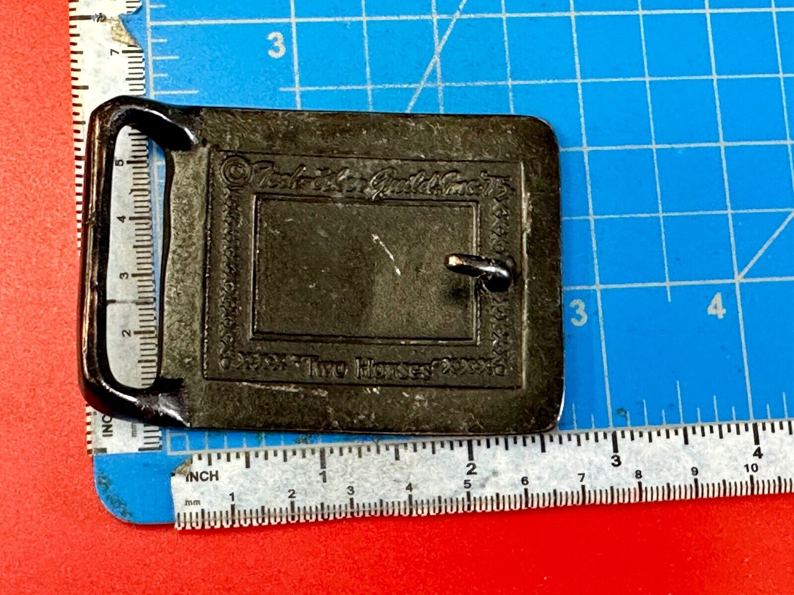 Two Horses Hippy Style 70's Horse at Tree Tech Ether Guild  belt buckle