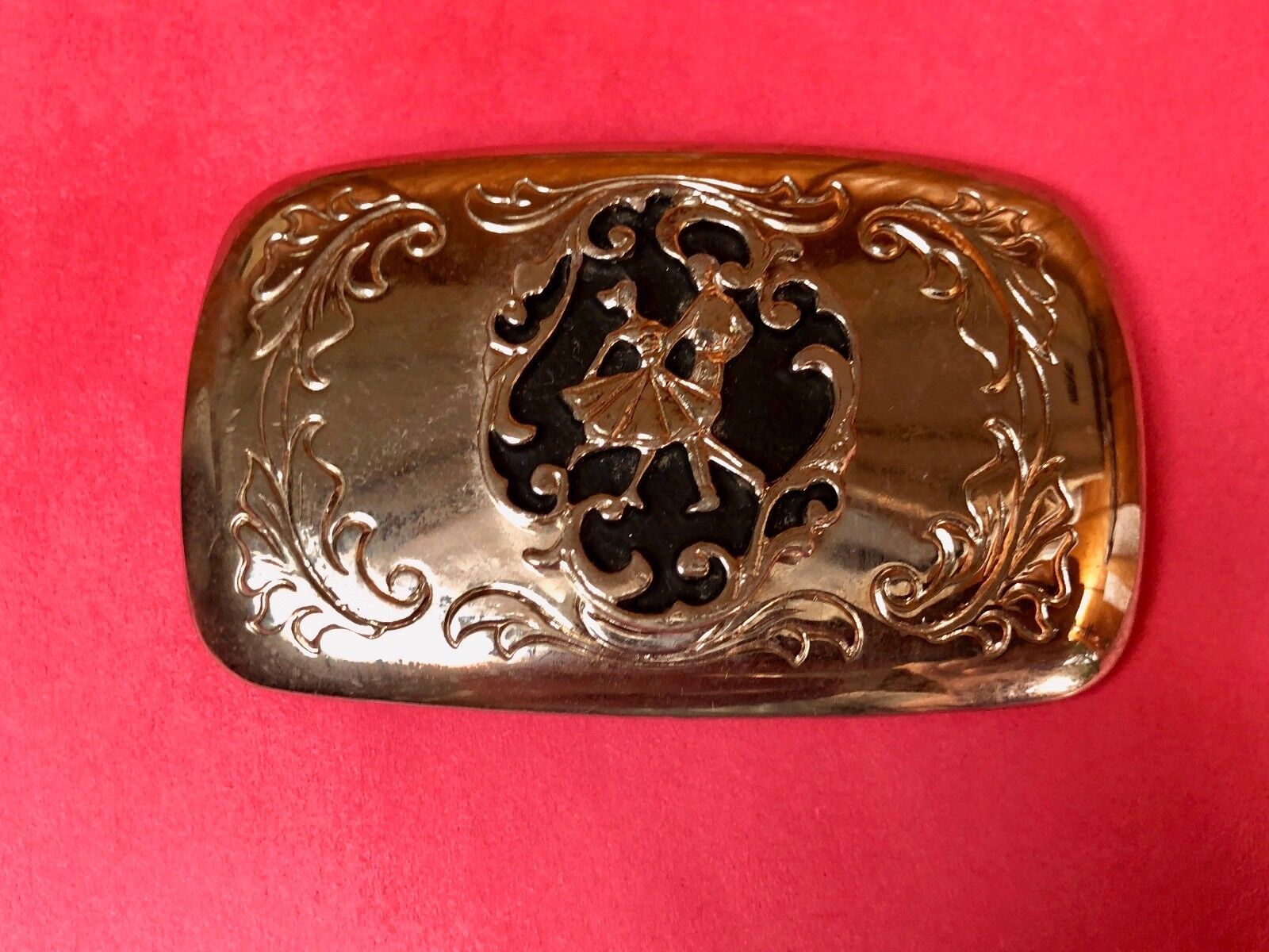 USA Made Western Belt Buckle - Square Line Country Music Dancing Couple Lovers