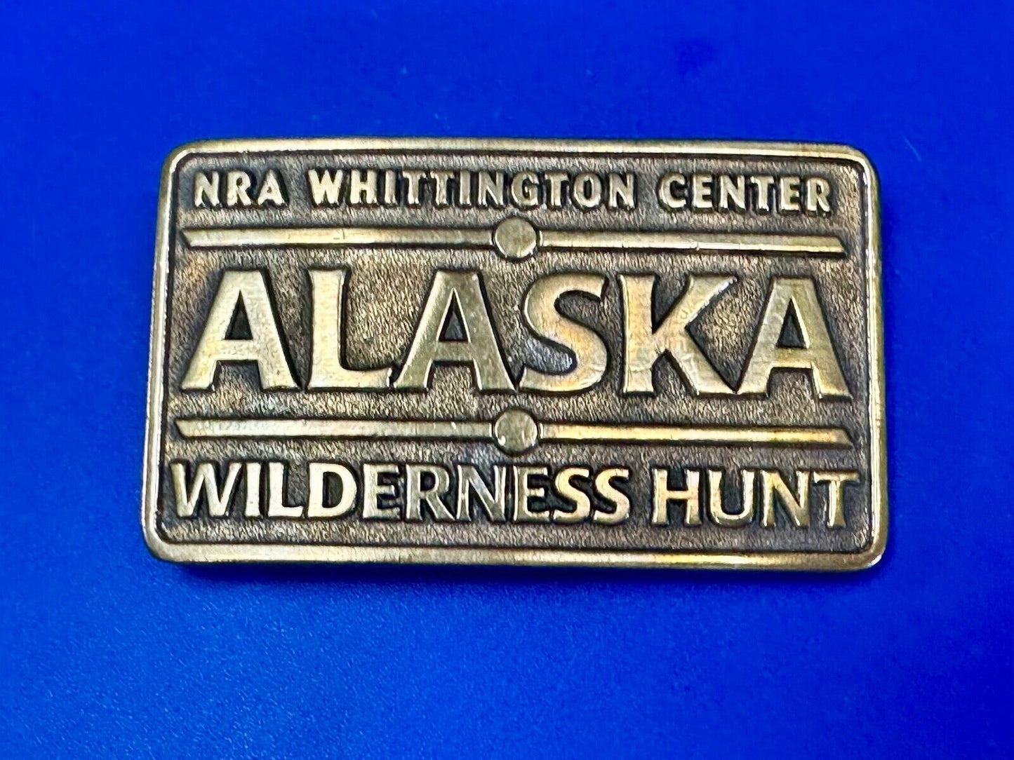 Alaska Wilderness Hunt - vintage belt buckle by NRA Whittington Center
