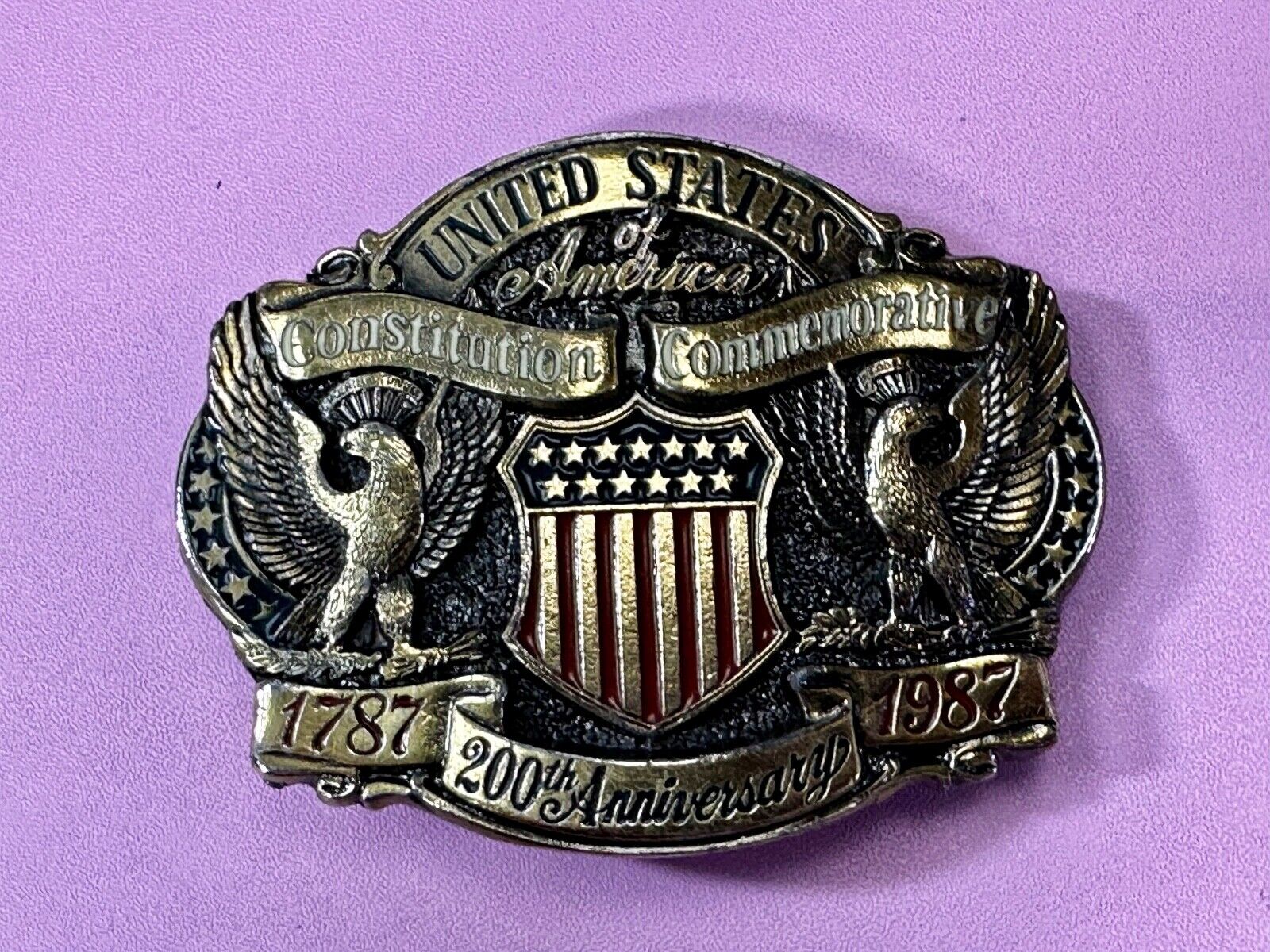 United States of America Constitution 200th Commemorative VTG 1987 Belt Buckle