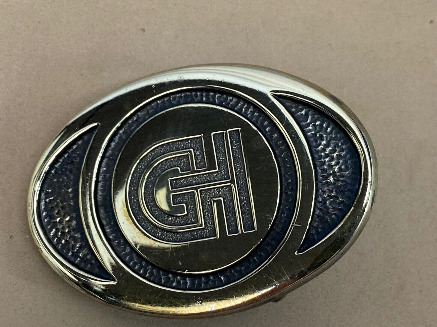 Vintage Ghi Gi Company Promotional Solid Brass Belt Buckle Scotts Advertising