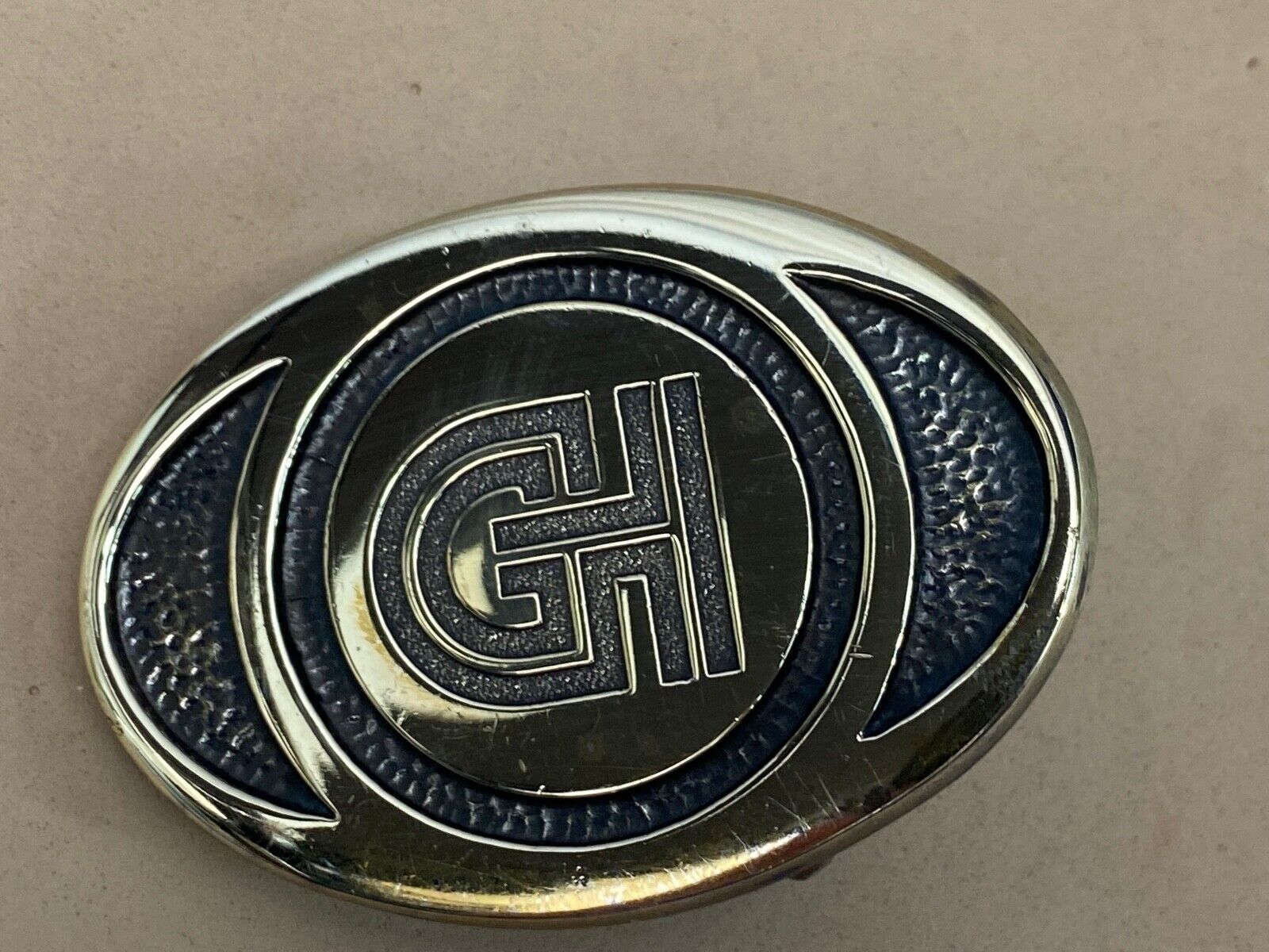 Vintage Ghi Gi Company Promotional Solid Brass Belt Buckle Scotts Advertising