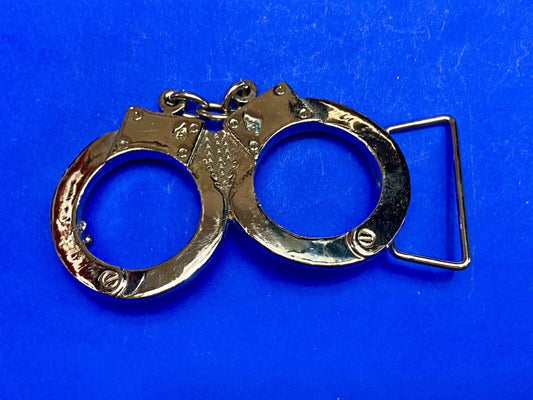 4" wide! Interlocked Police Handcuffs and chain shaped Novelty Metal Belt Buckle