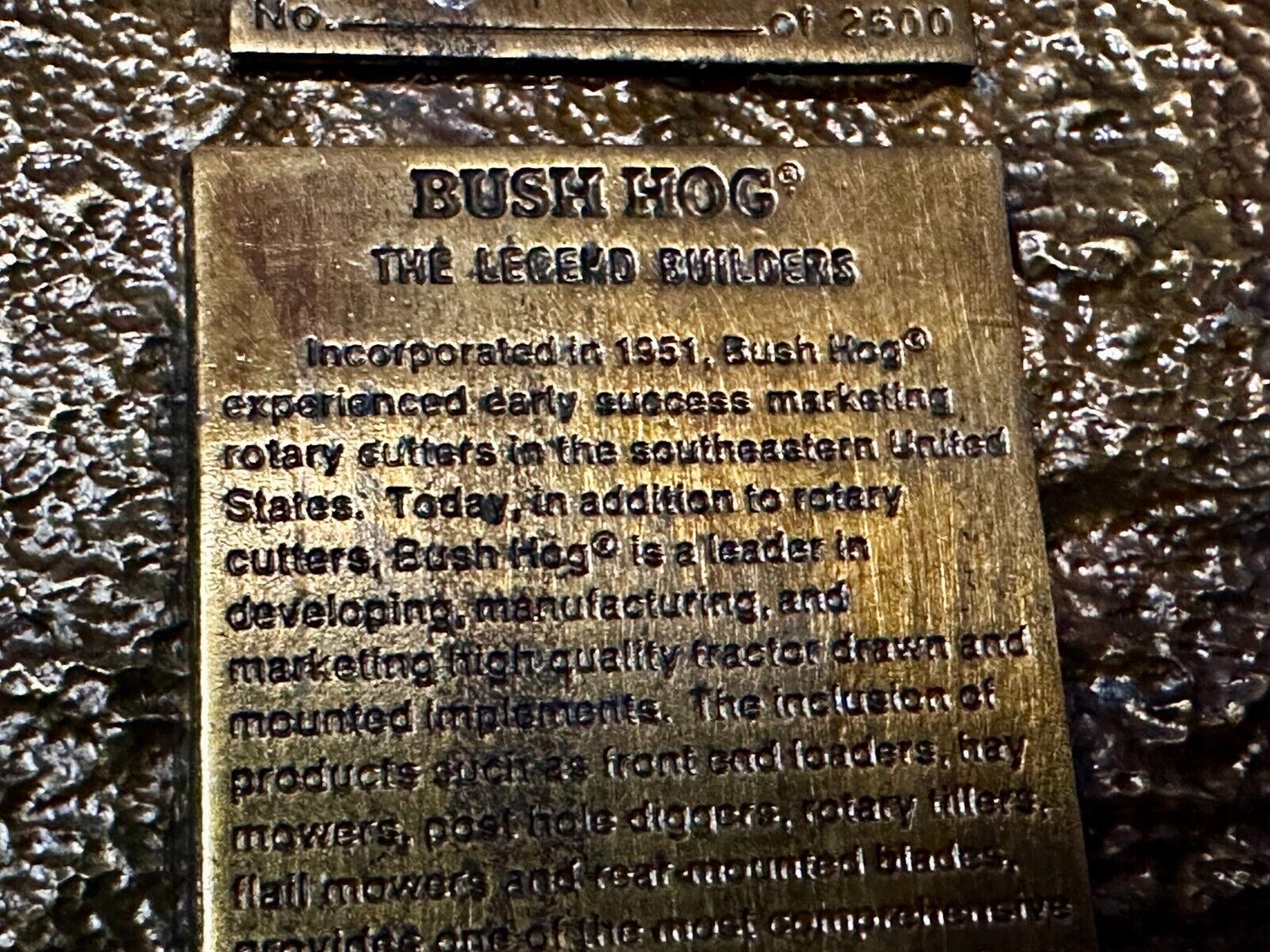 1994 Bush Hog The Legend Agriculture Machine Co. Commemorative Belt Buckle