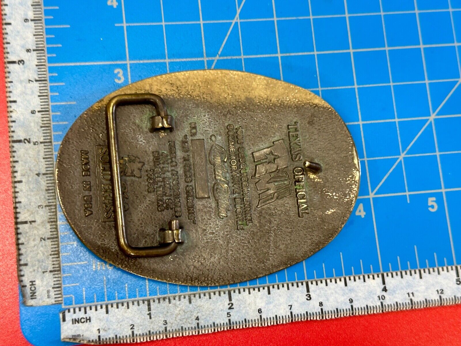 Texas Sesquicentennial 150 year celebration solid brass ADM belt buckle