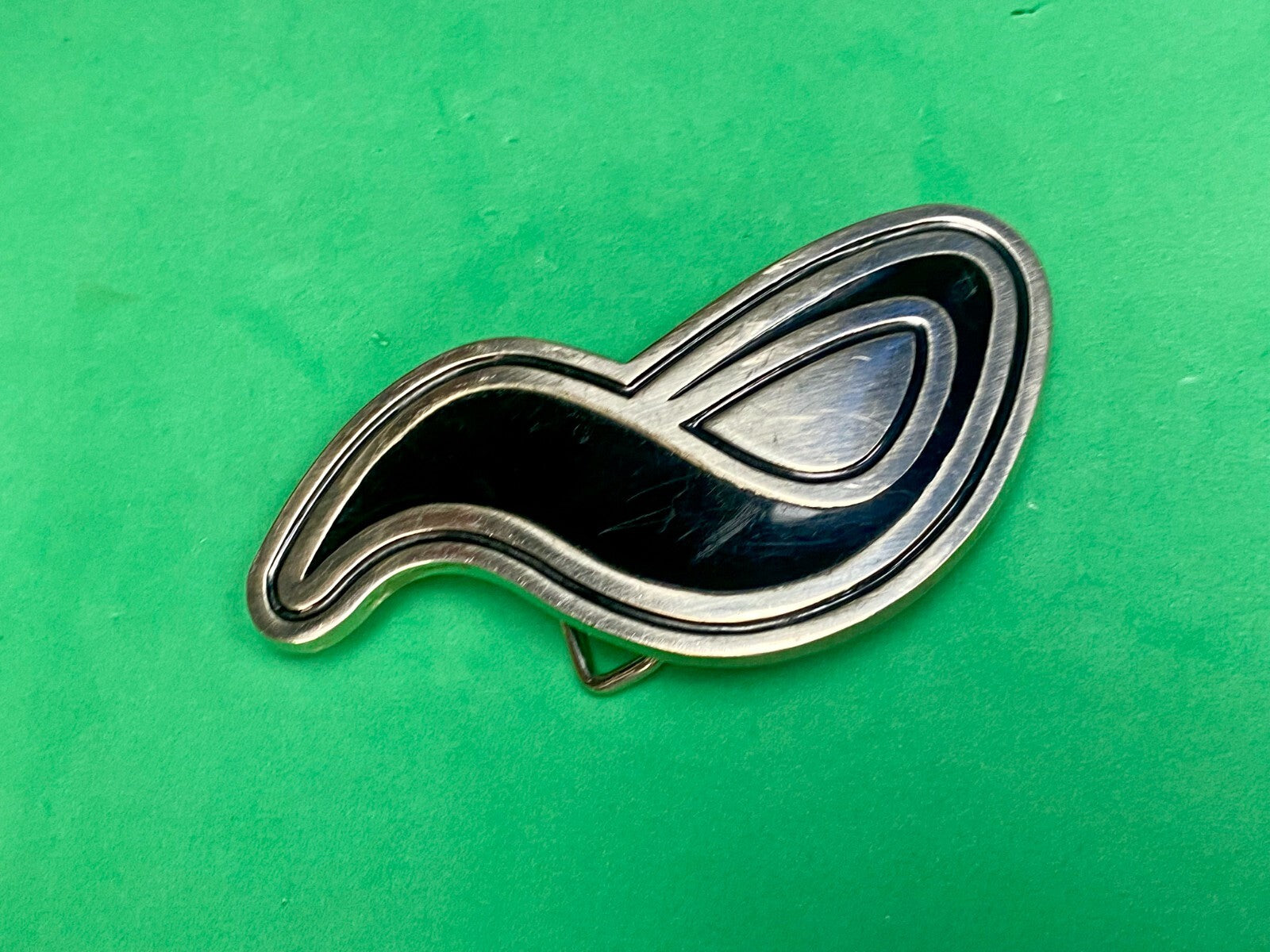 Abstract Pattern Logo? Black Enameled Belt Buckle