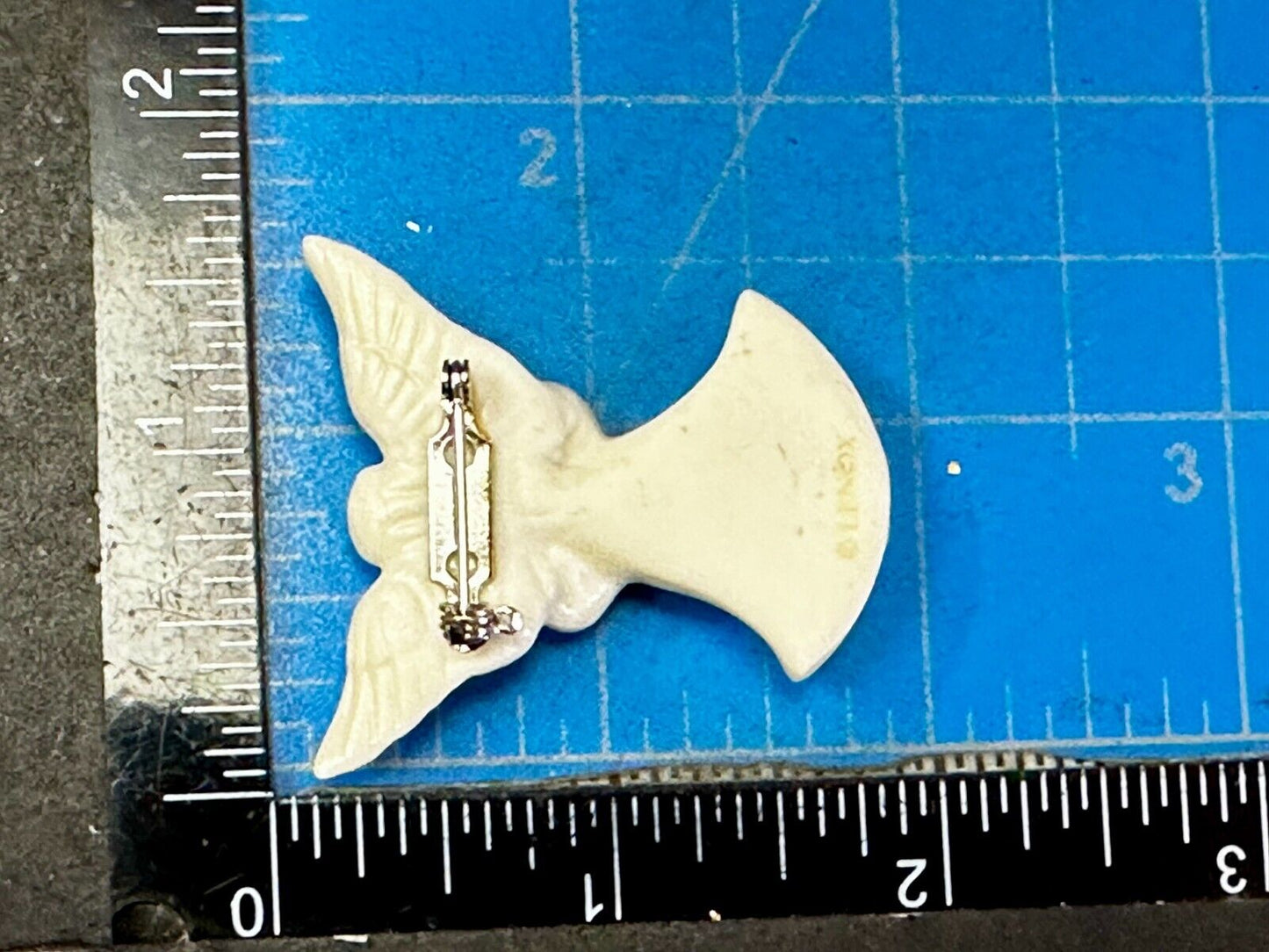 Vintage Lenox Angel w/ Gold Star White Porcelain Brooch Pin Handcrafted in China