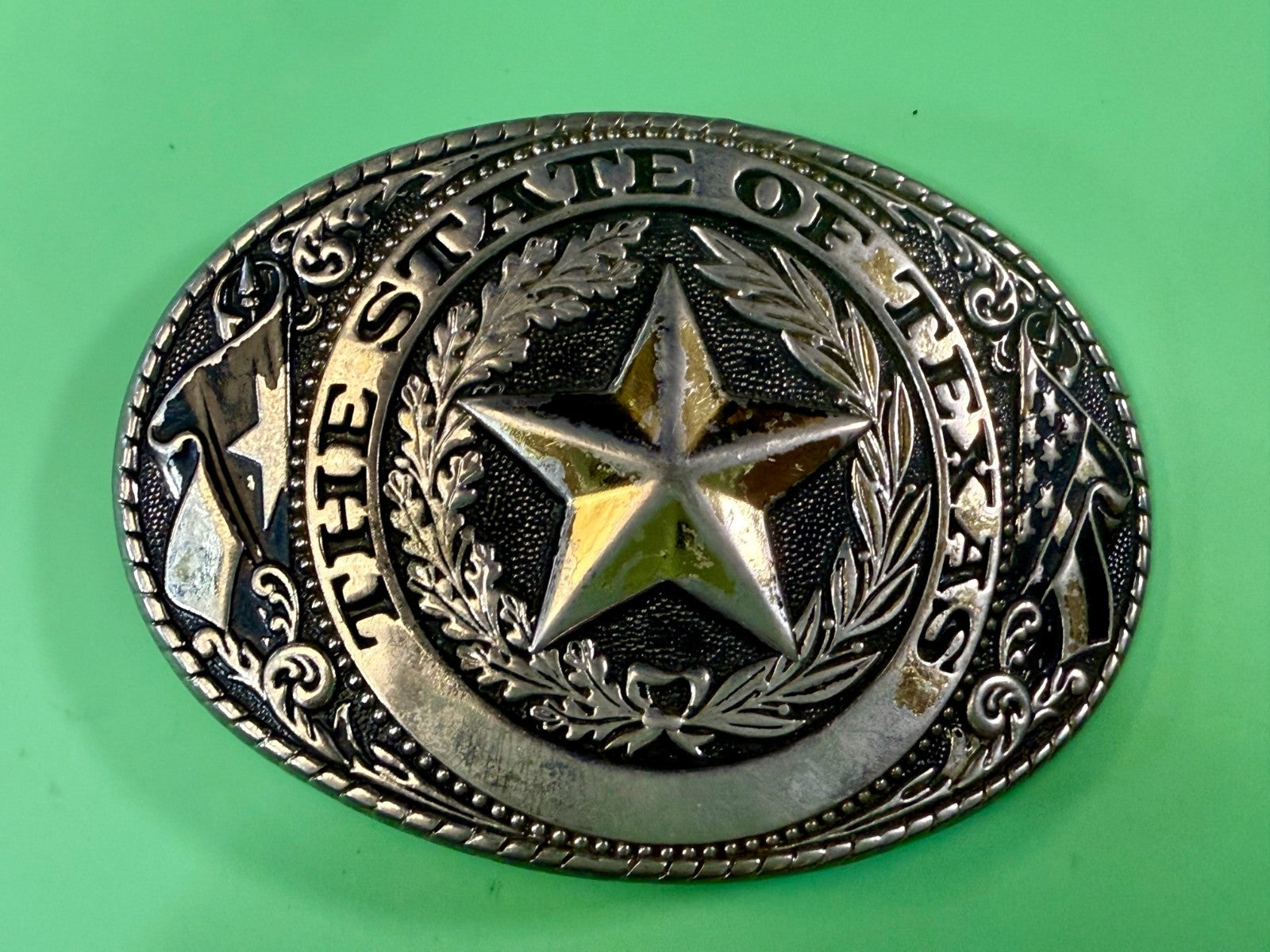 The Great State Of Texas Lone Star Vintage Commemorative Belt Buckle W USA