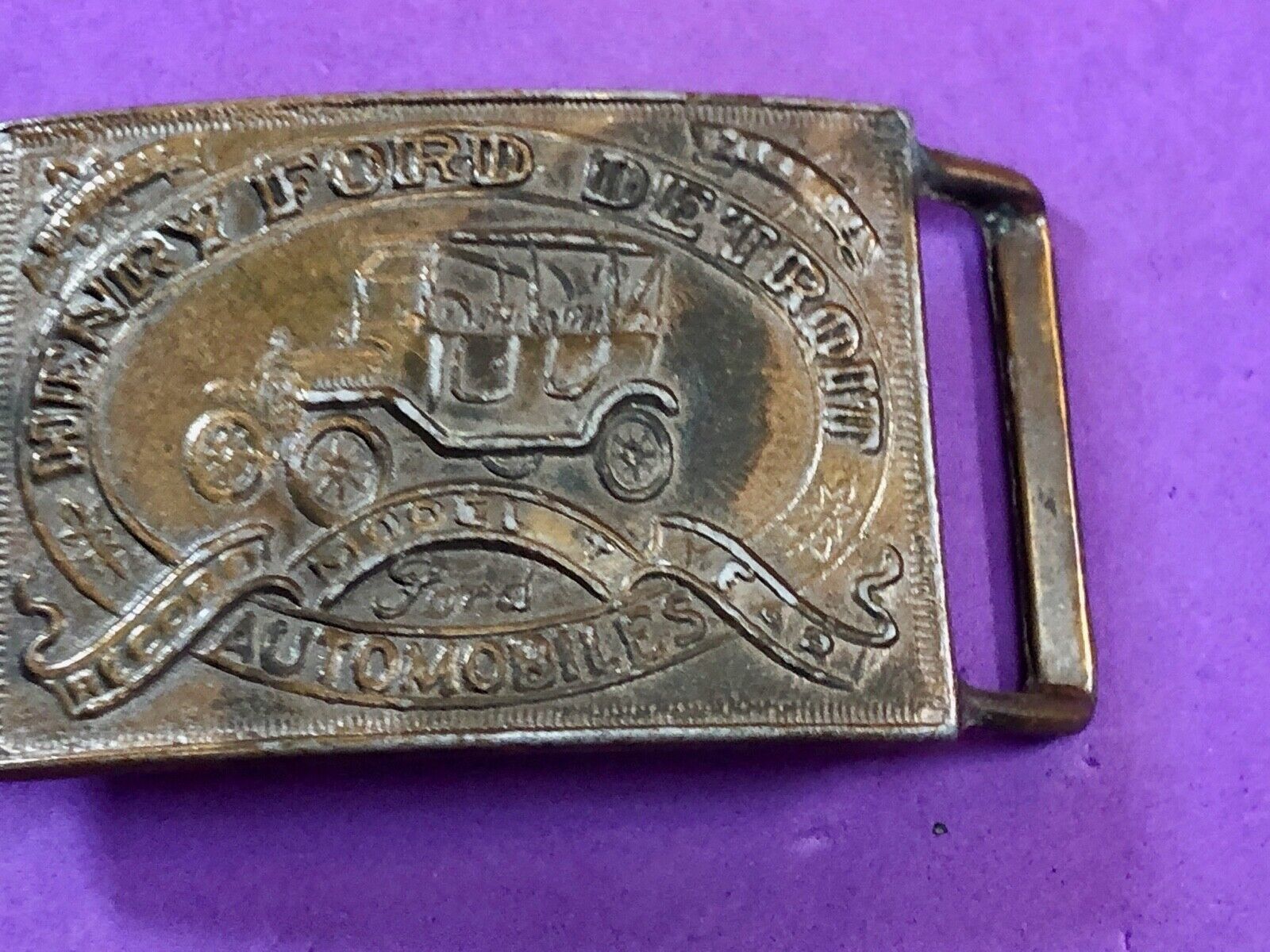 Vintage Belt Buckle Henry Ford Detroit Automobiles PC2020340010 Brass Metal Car