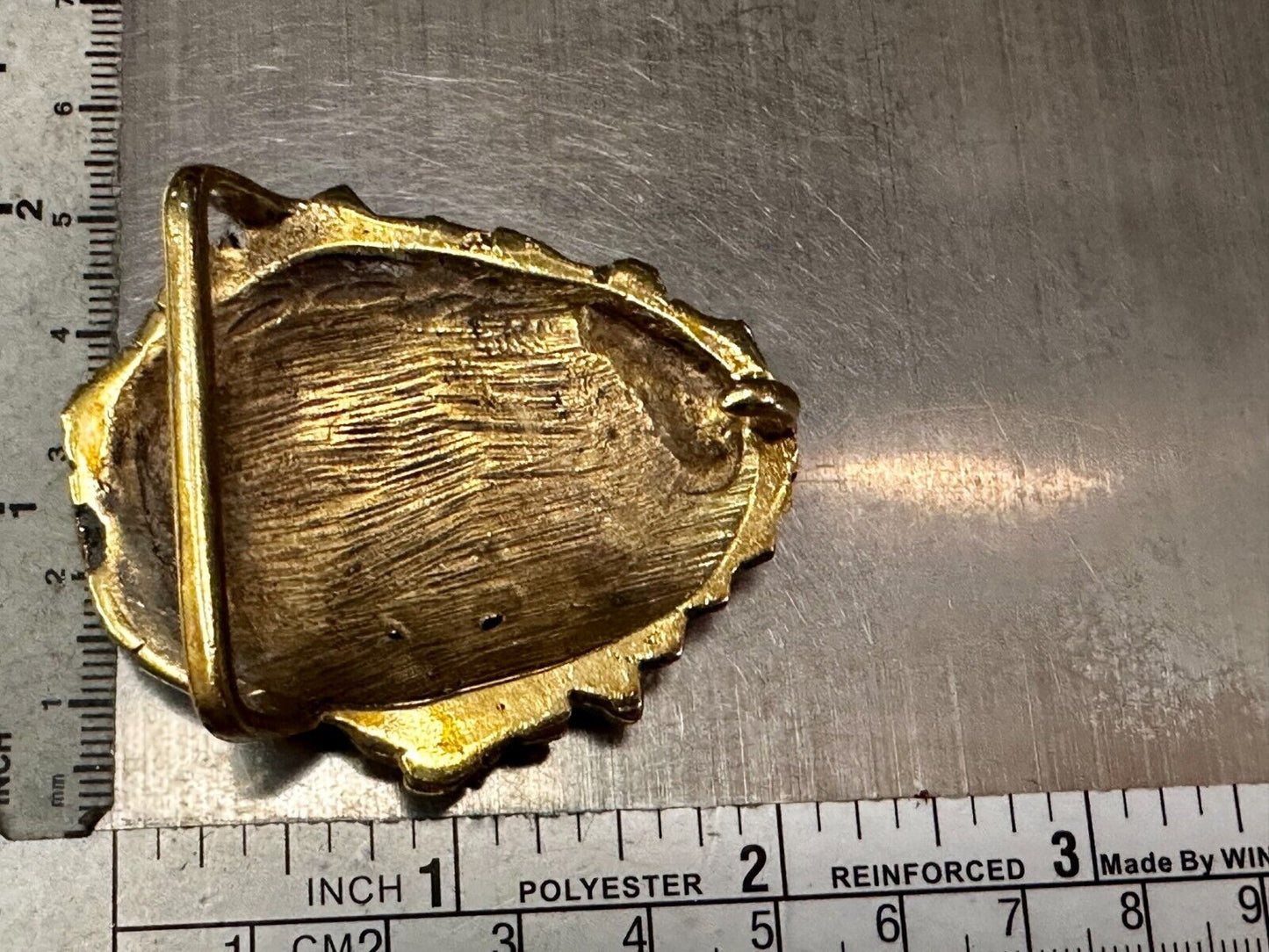 Unique Chunky Nugget Textured Brutalist Gold Tone Hippy Signed Belt Buckle